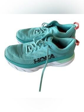 Hoka Bondi 7 Wide Running Shoes Teal Size 8.5D Women